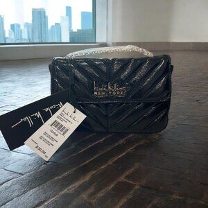 Nicole Miller New York Black Quilted Crossbody Bag with Gold-Tone Chain Strap